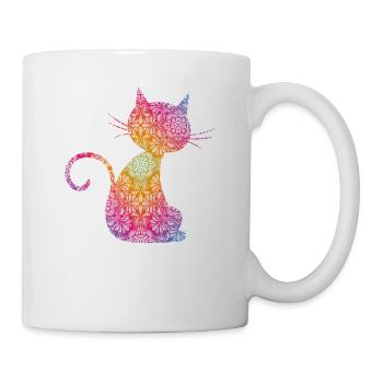 Mandala Cat - Tasse - Weiß - Rechts