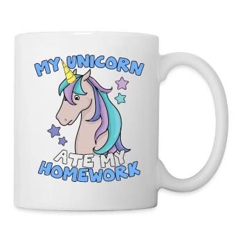 Cute crazy Unicorn - School Homework Funny Magic - Mug - white - Right