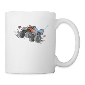 Cooles Monstertruck 4. Geburtstag Kinder Geschenk - Tasse - Weiß - Rechts