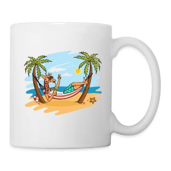 Drôle de girafe sur le cadeau de vacances d'été de plage - Mug blanc - blanc - Droite