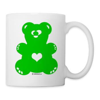 Bärenlust - schielender Bär in grün (Farbe 18) - Tasse - Weiß - Rechts