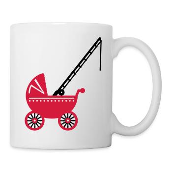 Kinderwagen mit Angelrute / pram with fishing rod - Mug - white - Right