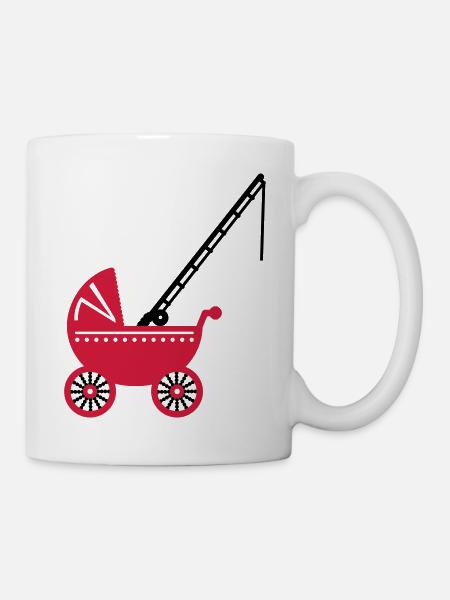 Poussette avec canne à pêche / poussette avec - Mug blanc - blanc