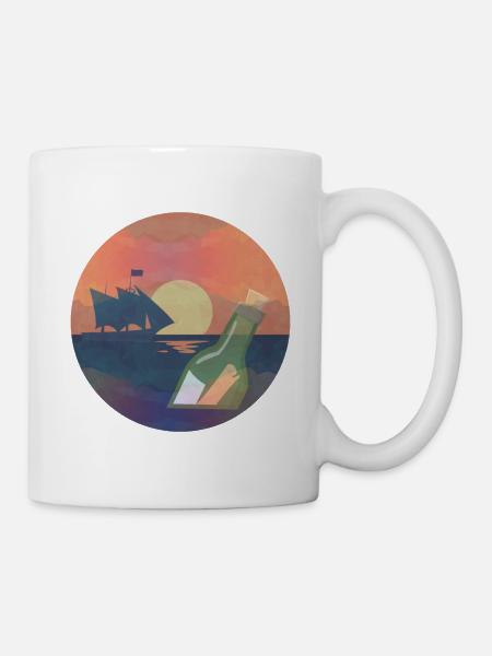 Flaschenpost / Segelboot / Segeln - Tasse - Weiß