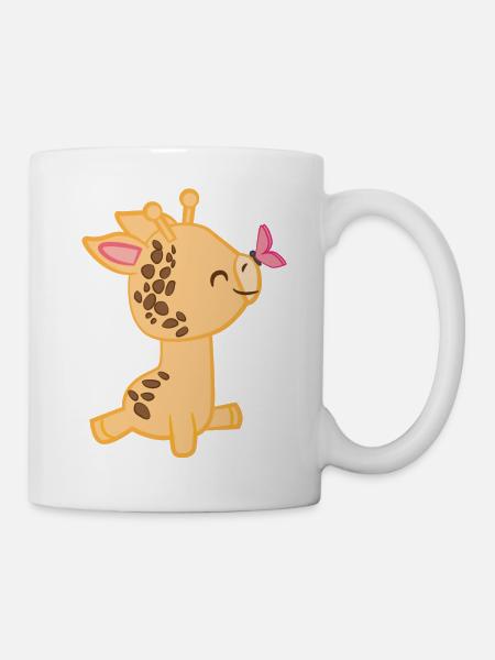 Girafe - Girafes - Girafe fan - Papillon - Mug blanc - blanc