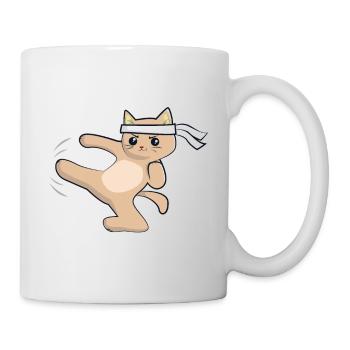 Karate Katze / Kampfkunst - Tasse - Weiß - Rechts