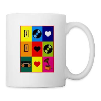 Video Kassette Schallplatte Retro 80s 90s Geschenk - Tasse - Weiß - Rechts