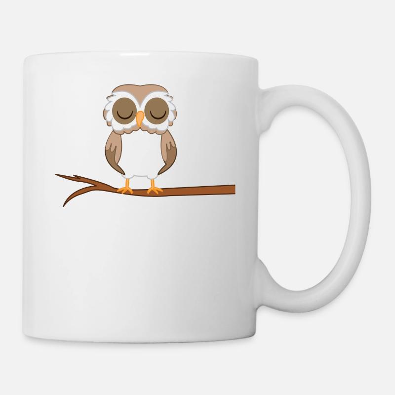 Eule - Uhu - Kauz - Eulen T-Shirt - Schleiereule - Tasse - Weiß
