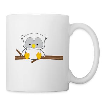 Eule - Uhu - Kauz - Eulen T-Shirt - Faulenzer - Tasse - Weiß - Rechts