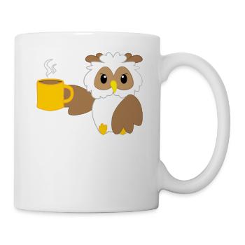 Eule - Uhu - Kauz - Eulen T-Shirt - Kaffee - Tasse - Weiß - Rechts