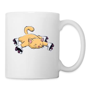 Cat with roller skates - Mug - white - Right