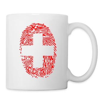 Schweiz Fingerabdruck DNA Flagge - Tasse - Weiß - Rechts