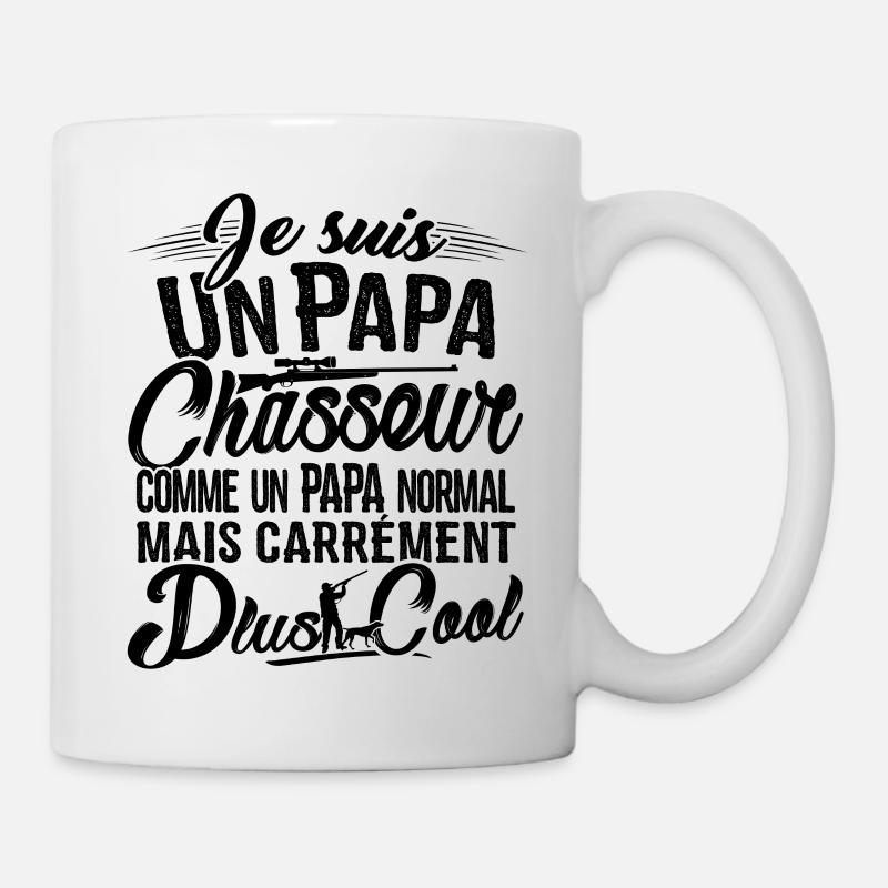 T-shirt Chasse - Papa Chasseur Plus Cool - Mug blanc - blanc