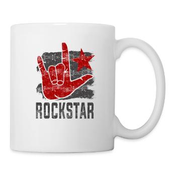 Rock Star Rock N Roll Hand Horn - Mug - white - Right