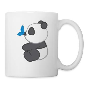 Panda - Panda T-Shirt - Pandamotiv - Schmetterling - Tasse - Weiß - Rechts
