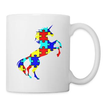 Einhorn-Autismus-Puzzlespiel-Symbol-T-Shirt magisch - Tasse - Weiß - Rechts