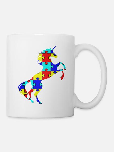 Einhorn-Autismus-Puzzlespiel-Symbol-T-Shirt magisch - Tasse - Weiß