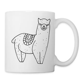 Alpaka mit Decke - Tasse - Weiß - Rechts