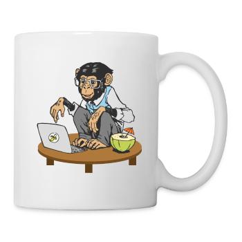 Singe devant l'ordinateur portable - Mug blanc - blanc - Droite