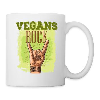 Vegans Rock T-Shirt Veganer T-Shirt Geschenk - Tasse - Weiß - Rechts