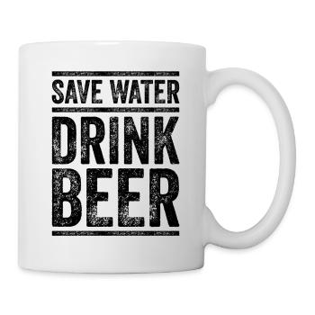 SAVE WATER DRINK BEER funny beer shirt gift - Mug - white - Right