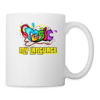 Musik ist meine Sprache Grafitti Geschenk - Tasse - Weiß - Rechts