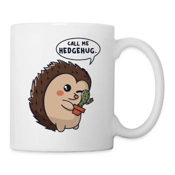Hedgehog cuddles cactus - Mug - white - Right