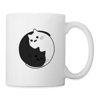 Katzen Yin Yang - Schwarze und Weiße Katze - Tasse - Weiß - Rechts