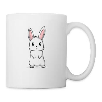Hase Häschen goldig flauschig hoppeln Geschenk - Tasse - Weiß - Rechts