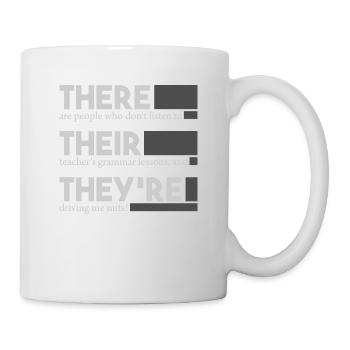 Englisch Lehrer Grammatik There Their They're - Tasse - Weiß - Rechts