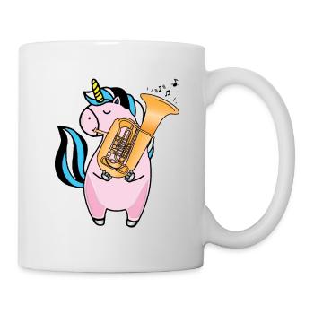 Einhorn spielt Tuba Geschenk für Tuba Spieler - Tasse - Weiß - Rechts