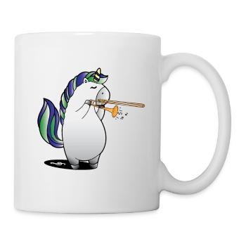 Einhorn spielt Posaune Musik Posaune Geschenk - Tasse - Weiß - Rechts