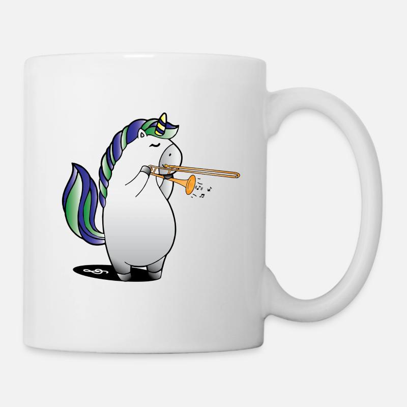 Licorne joue trombone musique cadeau de trombone - Mug blanc - blanc