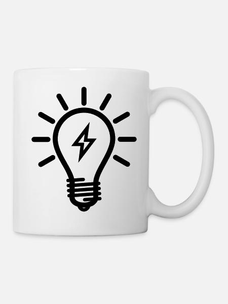 Glübirne mit Blitz - Tasse - Weiß