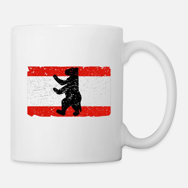 Berliner Bär mit Berlin Flagge - Tasse - Weiß