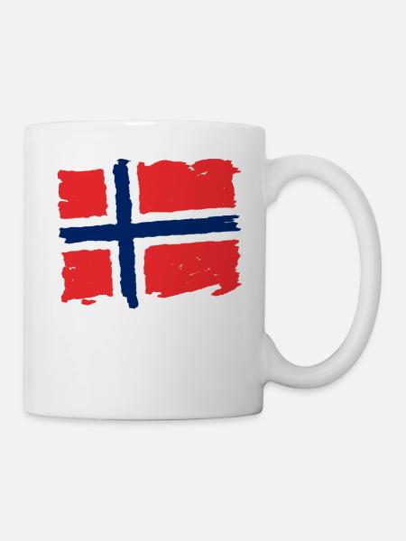 Norge flagg- Norwegen Flagge - Tasse - Weiß