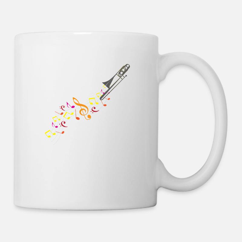 Trombone et notes de musique - Mug blanc - blanc