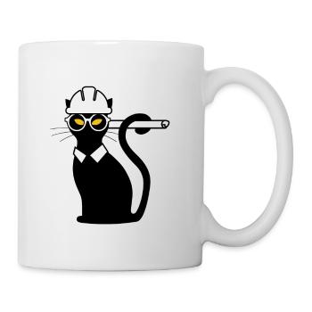 Engineer cat hard hat blueprint gift idea shirt - Mug - white - Right
