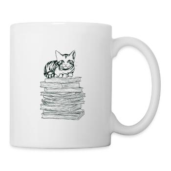 Cats and books read gift - Mug - white - Right