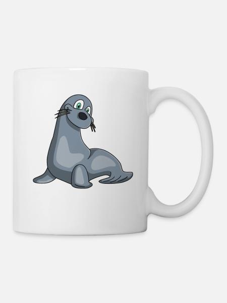 Robbe Seelöwe Kawaii Geschenk Kindershirt Comic - Tasse - Weiß