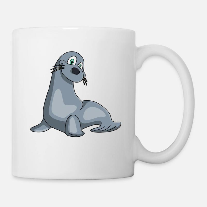 Robbe Seelöwe Kawaii Geschenk Kindershirt Comic - Tasse - Weiß