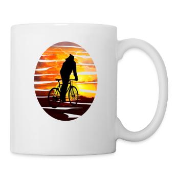 Bicyclist at sunset - gift idea - Mug - white - Right