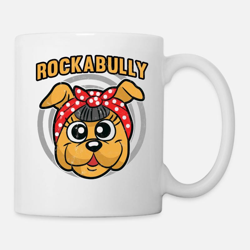 Rockabilly Bully Hund - Tasse - Weiß