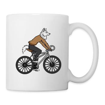 Wolf is riding a bicycle gift - Mug - white - Right