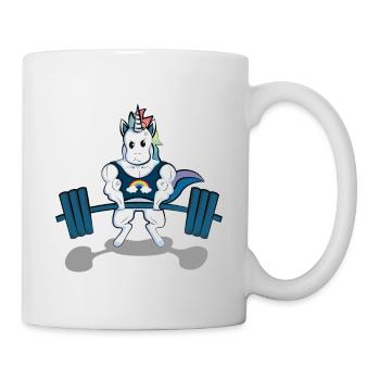 Gym Einhorn Gewichtheben Bizeps Starkes Workout - Tasse - Weiß - Rechts