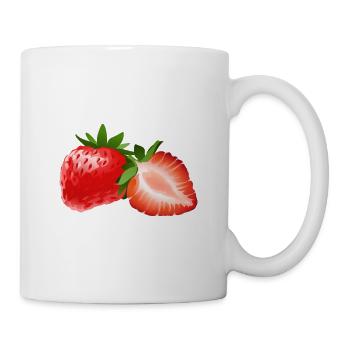 Erdbeeren Obst Frucht Strawberry Fruit - Tasse - Weiß - Rechts