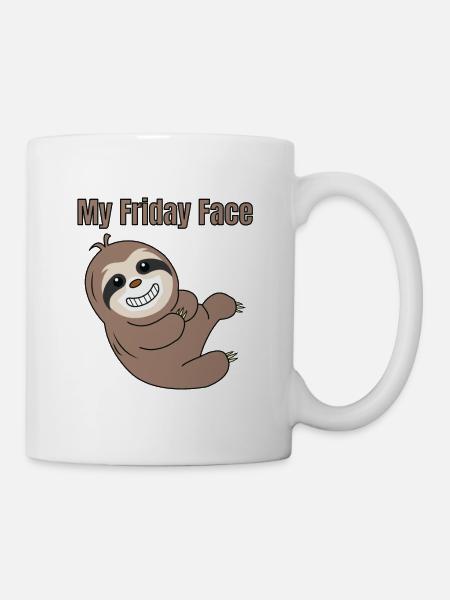 Lustiges, faules aber süßes T-Shirt Design Mein Freitag Gesicht - Tasse - Weiß