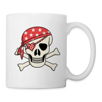 Pirate skull girly eye patch gift idea - Mug - white - Right