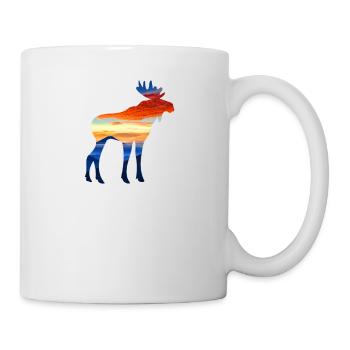 Elch Sonnenuntergang Berge - Tasse - Weiß - Rechts