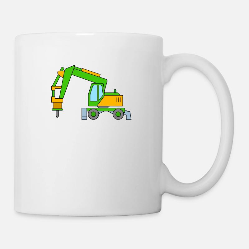 Marteau-piqueur sur pelle - véhicule à air comprimé - Mug blanc - blanc